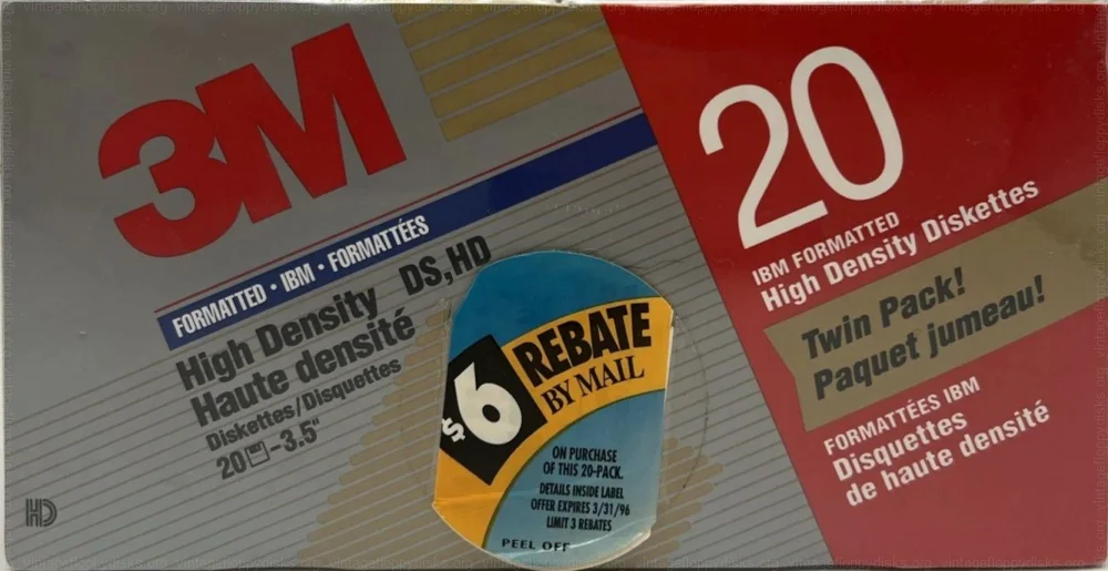 a vintage floppy disk pack from 3M