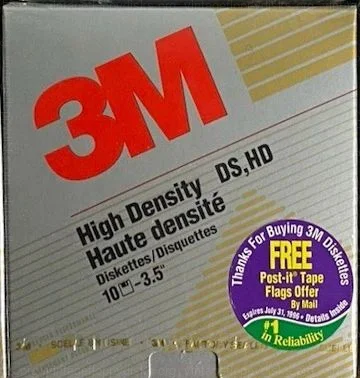 a vintage floppy disk pack from 3M