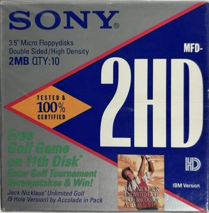 a vintage floppy disk pack from Sony