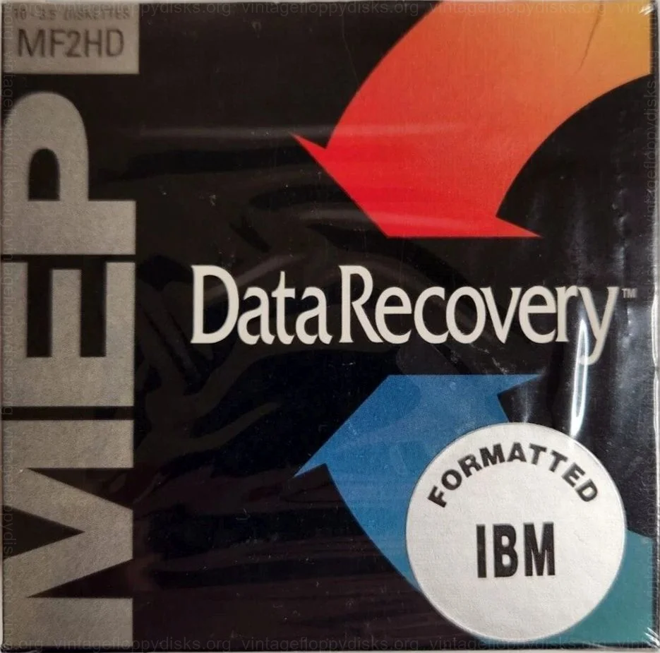 a vintage floppy disk pack from MEP. Floppy name: MEP DataRecovery MF2HD