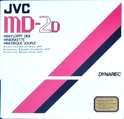 a vintage floppy disk pack from JVC. Floppy name: JVC MD-2D Dynarec