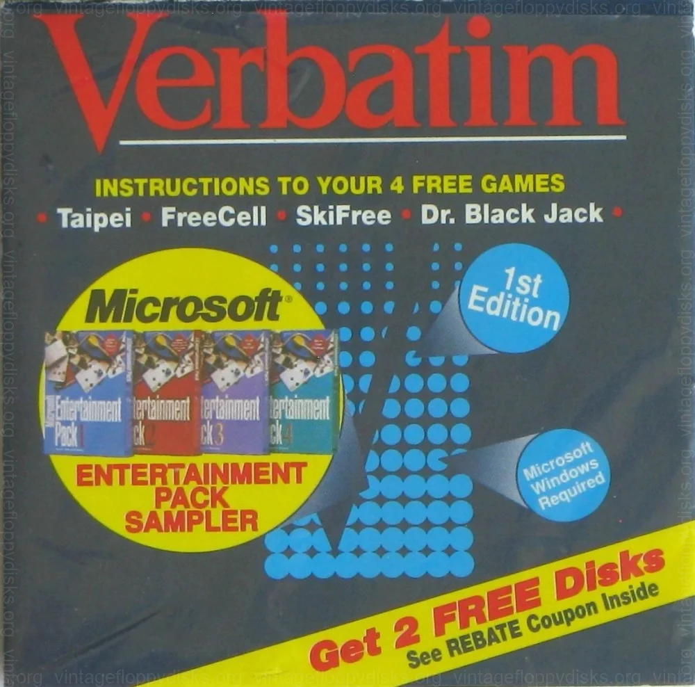 a vintage floppy disk pack from Verbatim. Floppy name: Verbatim DataLife MF 2HD