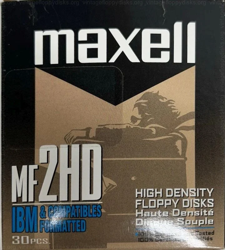 a vintage floppy disk pack from Maxell