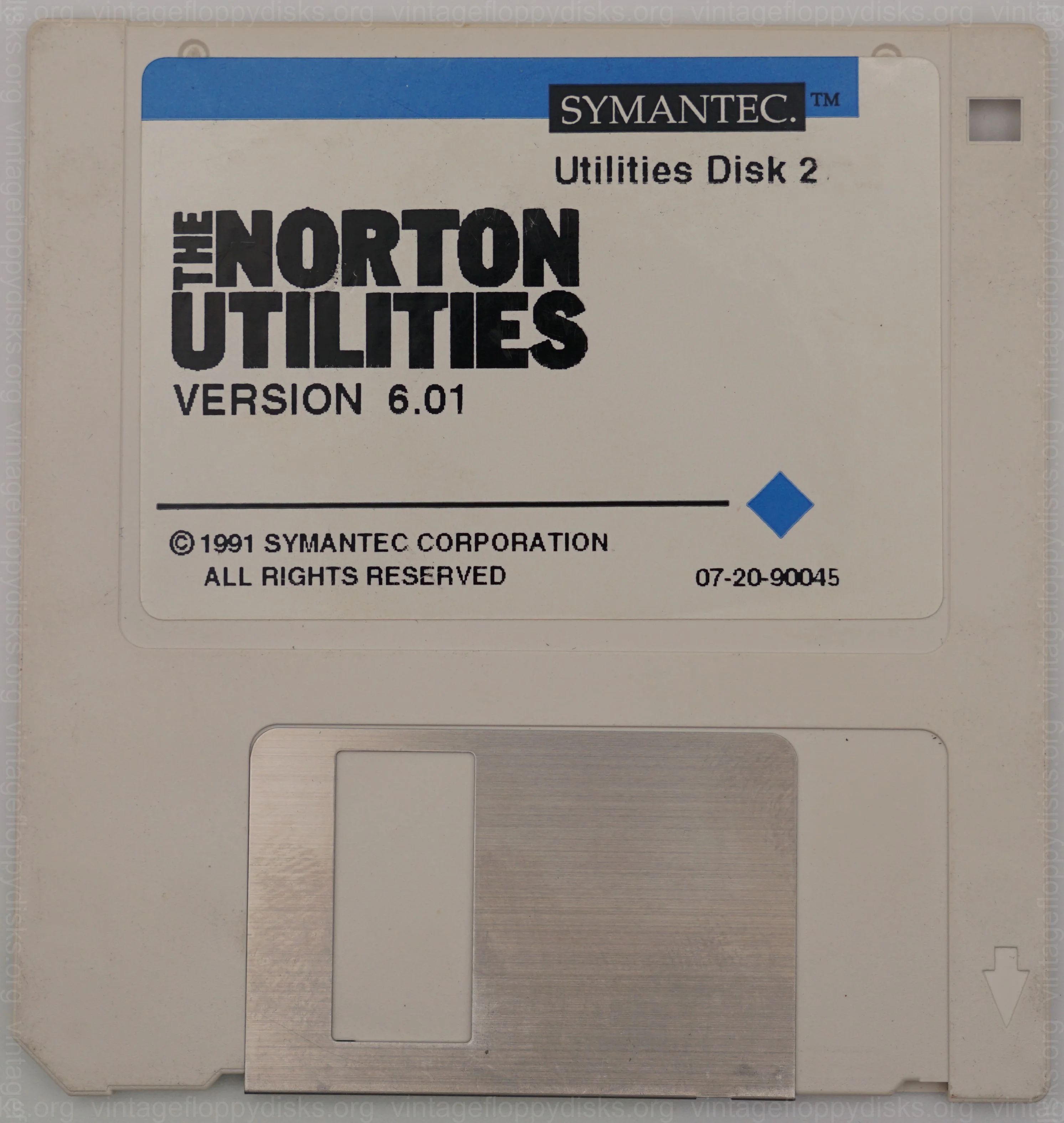 a vintage floppy disk from Symantec. Cat. no.: S26-35-0002-001