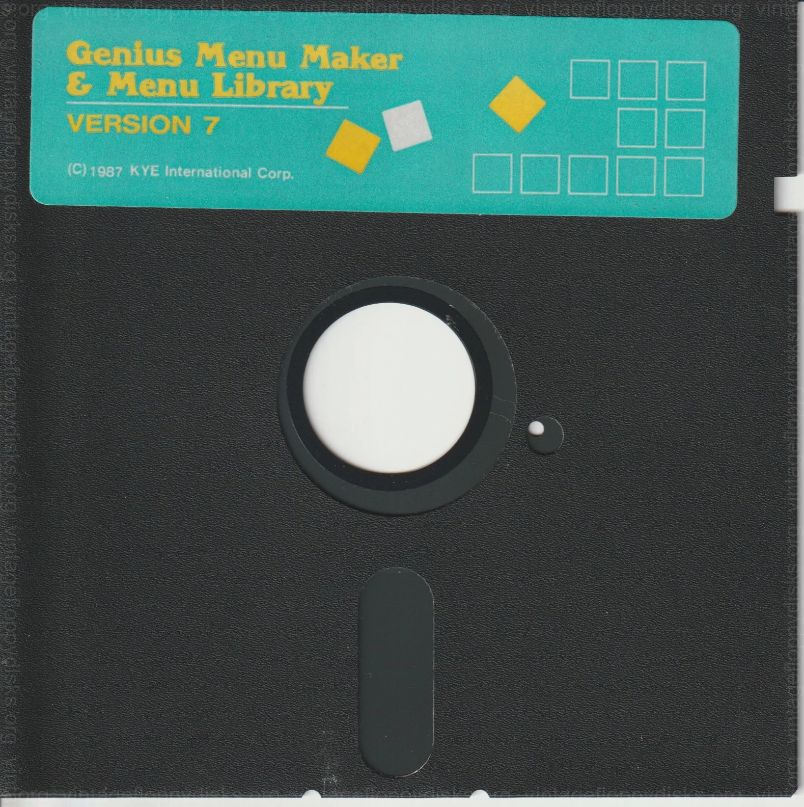 a vintage software disk from Genius. Software title: Genius Menu Maker & Menu Library Version 7 - Front